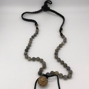 Vintage Handmade Globe Earth Stone Boho Necklace